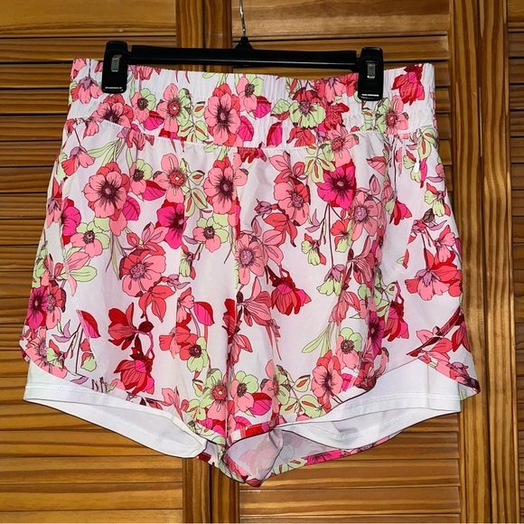Avia Floral Print Running Shorts with Inner Bike Shorts Liner Size Large - Picture 1 of 13
